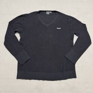 Armani Exchange Shirt Mens L Black Waffle Knit Long Sleeve Casual A/X Stretch